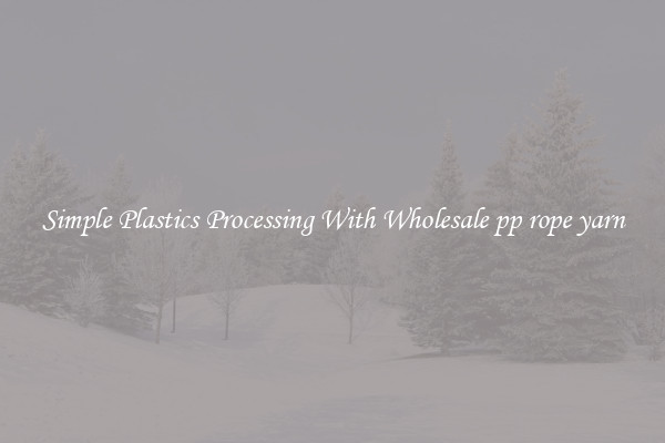 Simple Plastics Processing With Wholesale pp rope yarn